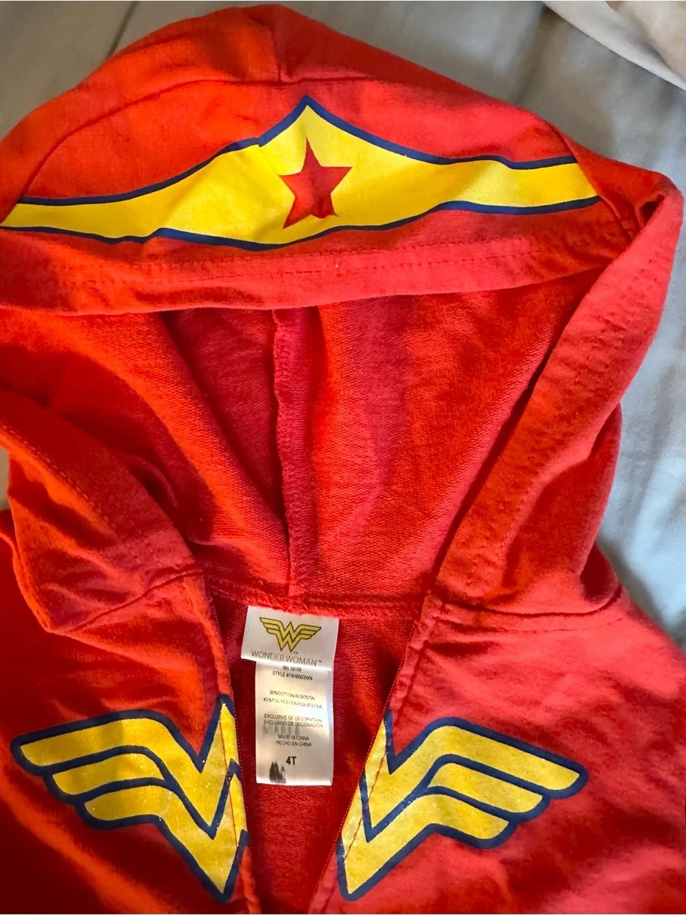 Kids Wonder-Inspired Red & Blue Zip Hoodie with Star Skirt